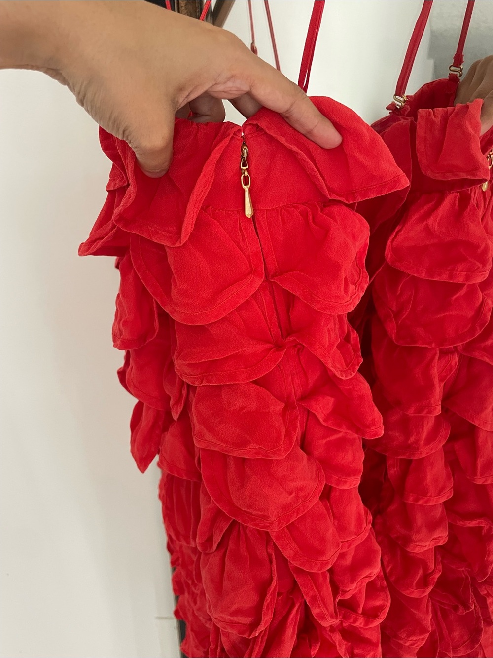 Leifsdottir Silk Petal Dress in Vibrant Red - Picture 5 of 5